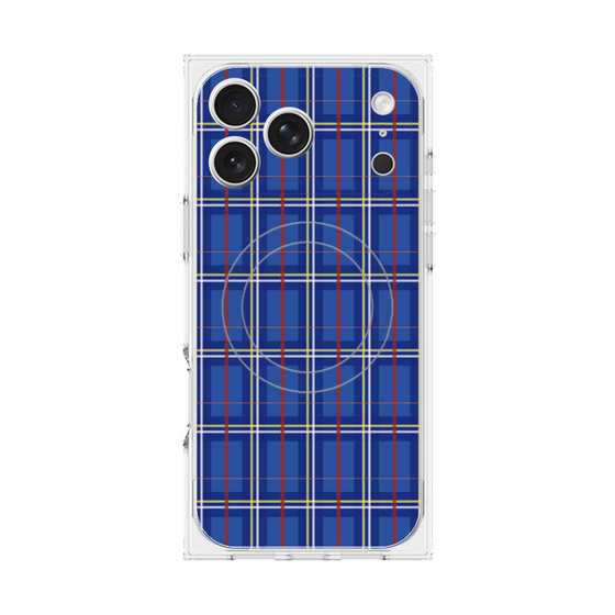 プレミアムスクエアケース with MagSafe［ Tartan Check - Blue ］