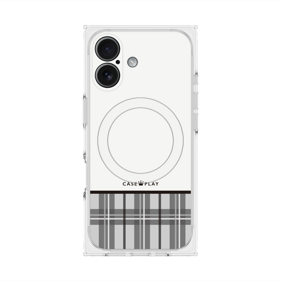 プレミアムスクエアケース with MagSafe［ CASEPLAY Tartan Check - Gray ］
