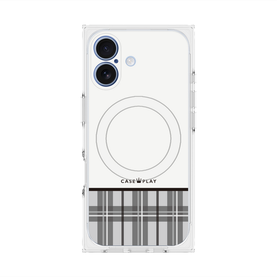 プレミアムスクエアケース with MagSafe［ CASEPLAY Tartan Check - Gray ］