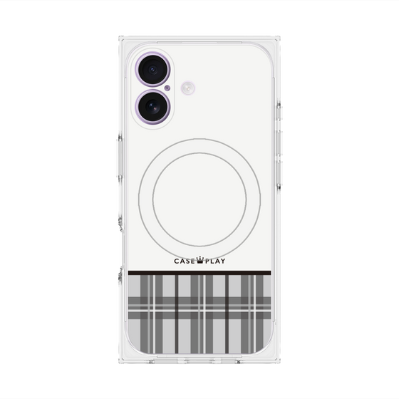プレミアムスクエアケース with MagSafe［ CASEPLAY Tartan Check - Gray ］