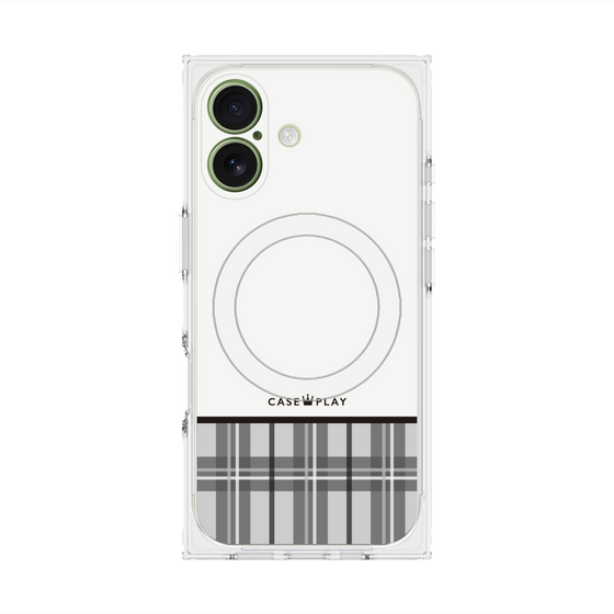 プレミアムスクエアケース with MagSafe［ CASEPLAY Tartan Check - Gray ］