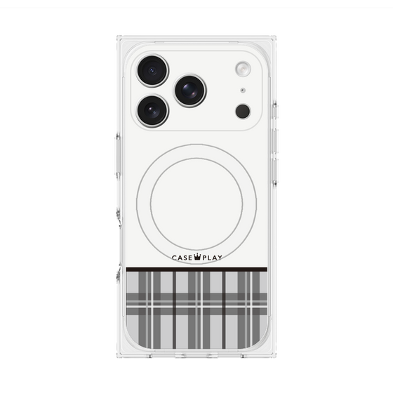 プレミアムスクエアケース with MagSafe［ CASEPLAY Tartan Check - Gray ］