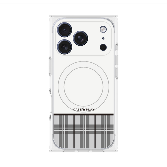プレミアムスクエアケース with MagSafe［ CASEPLAY Tartan Check - Gray ］