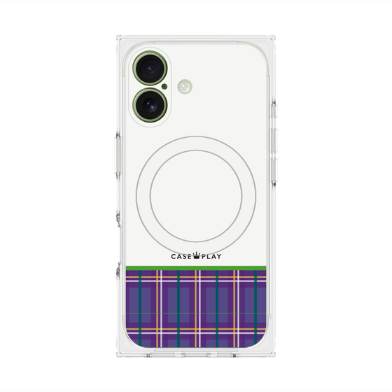 プレミアムスクエアケース with MagSafe［ CASEPLAY Tartan Check - Purple ］