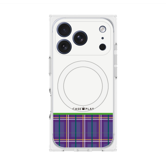 プレミアムスクエアケース with MagSafe［ CASEPLAY Tartan Check - Purple ］