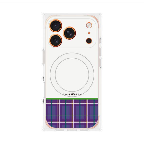 プレミアムスクエアケース with MagSafe［ CASEPLAY Tartan Check - Purple ］