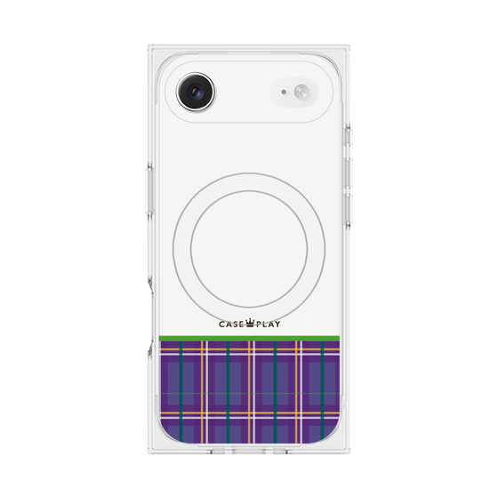 プレミアムスクエアケース with MagSafe［ CASEPLAY Tartan Check - Purple ］