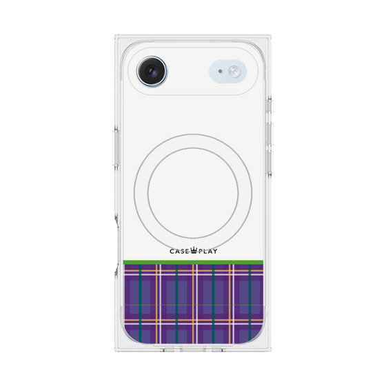 プレミアムスクエアケース with MagSafe［ CASEPLAY Tartan Check - Purple ］