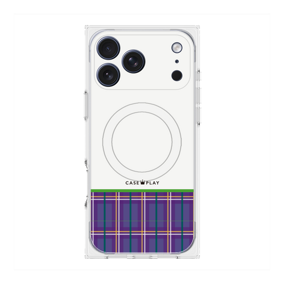 プレミアムスクエアケース with MagSafe［ CASEPLAY Tartan Check - Purple ］