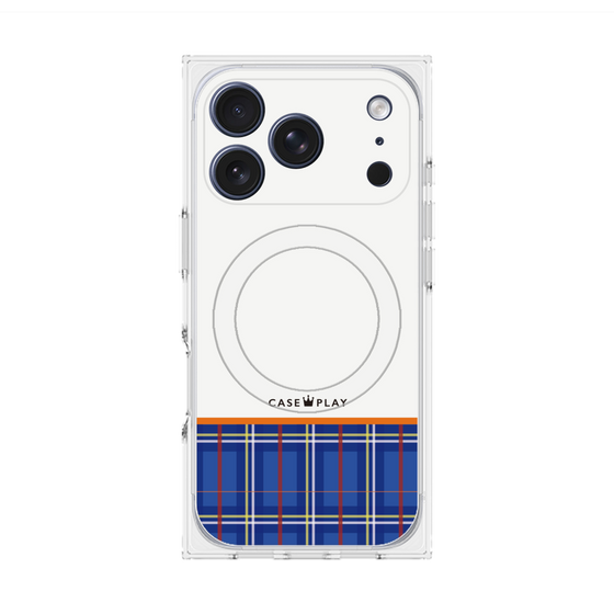 プレミアムスクエアケース with MagSafe［ CASEPLAY Tartan Check - Blue ］