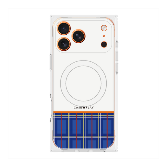 プレミアムスクエアケース with MagSafe［ CASEPLAY Tartan Check - Blue ］