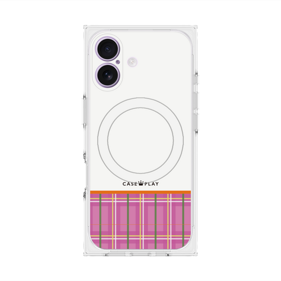 プレミアムスクエアケース with MagSafe［ CASEPLAY Tartan Check - Pink ］
