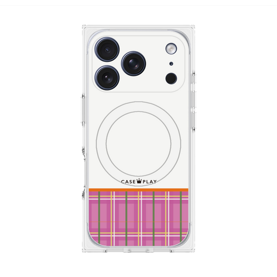 プレミアムスクエアケース with MagSafe［ CASEPLAY Tartan Check - Pink ］