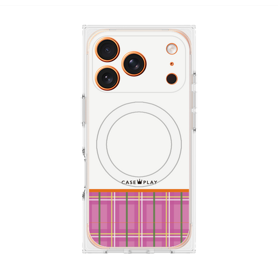 プレミアムスクエアケース with MagSafe［ CASEPLAY Tartan Check - Pink ］