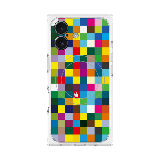 プレミアムスクエアケース with MagSafe［ CASEPLAY Rainbow Check ］