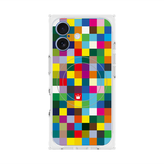プレミアムスクエアケース with MagSafe［ CASEPLAY Rainbow Check ］