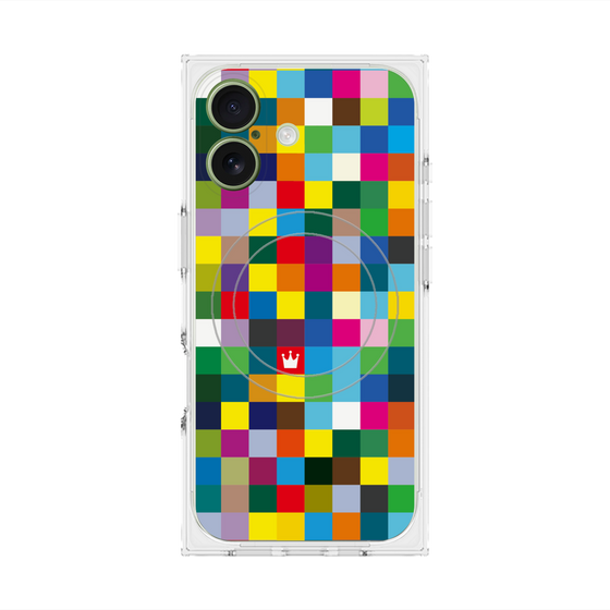 プレミアムスクエアケース with MagSafe［ CASEPLAY Rainbow Check ］