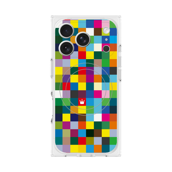 プレミアムスクエアケース with MagSafe［ CASEPLAY Rainbow Check ］