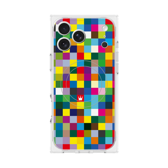 プレミアムスクエアケース with MagSafe［ CASEPLAY Rainbow Check ］