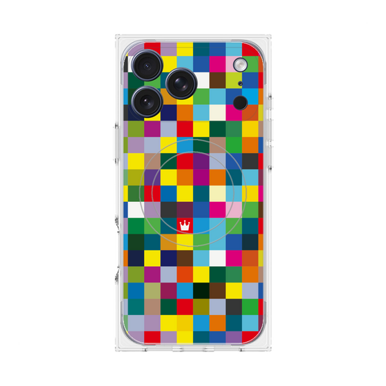 プレミアムスクエアケース with MagSafe［ CASEPLAY Rainbow Check ］
