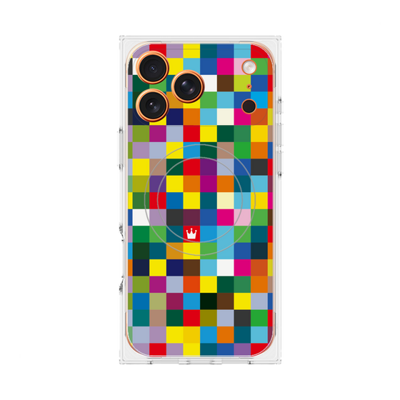プレミアムスクエアケース with MagSafe［ CASEPLAY Rainbow Check ］