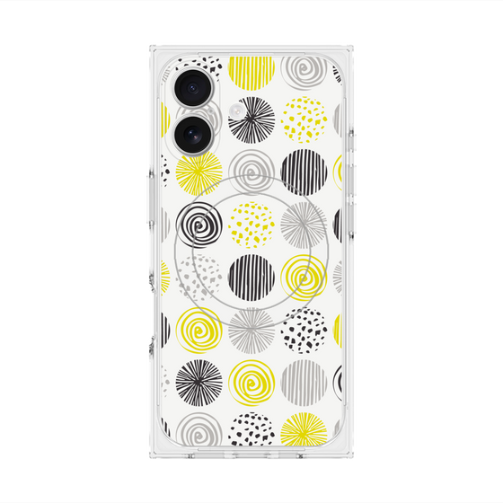 プレミアムスクエアケース with MagSafe［ Nordic Circle - Yellow ］