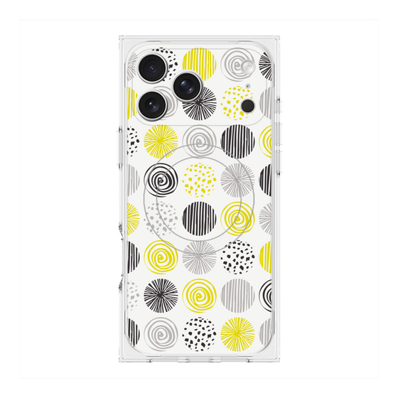 プレミアムスクエアケース with MagSafe［ Nordic Circle - Yellow ］