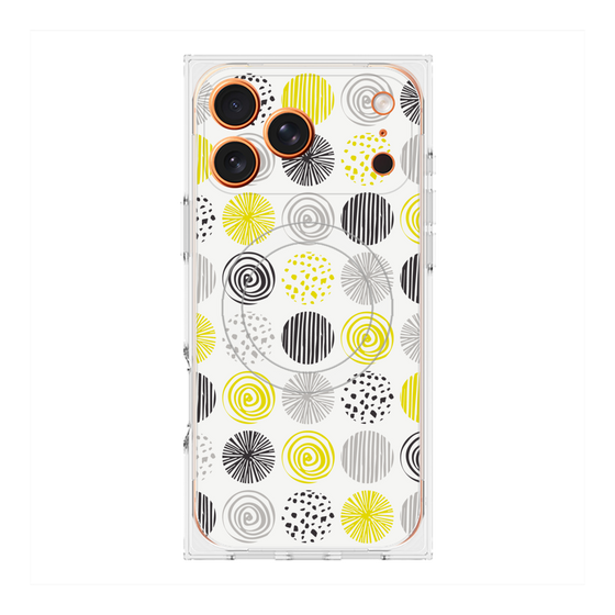 プレミアムスクエアケース with MagSafe［ Nordic Circle - Yellow ］