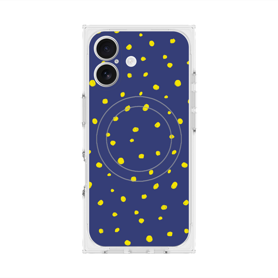 プレミアムスクエアケース with MagSafe［ Drawing Dot - Navy ］