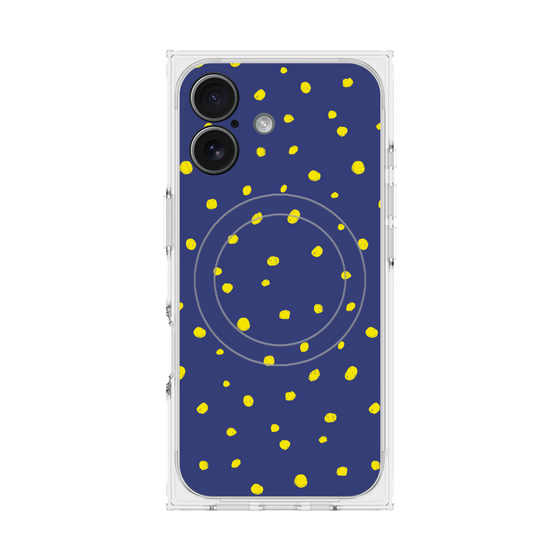 プレミアムスクエアケース with MagSafe［ Drawing Dot - Navy ］
