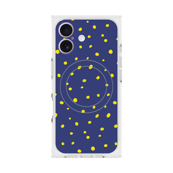 プレミアムスクエアケース with MagSafe［ Drawing Dot - Navy ］