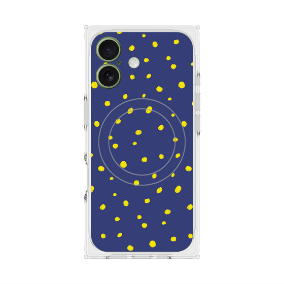 プレミアムスクエアケース with MagSafe［ Drawing Dot - Navy ］