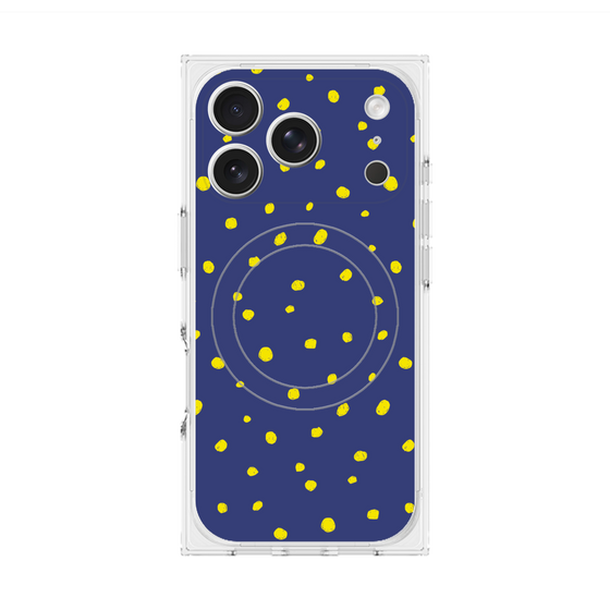 プレミアムスクエアケース with MagSafe［ Drawing Dot - Navy ］
