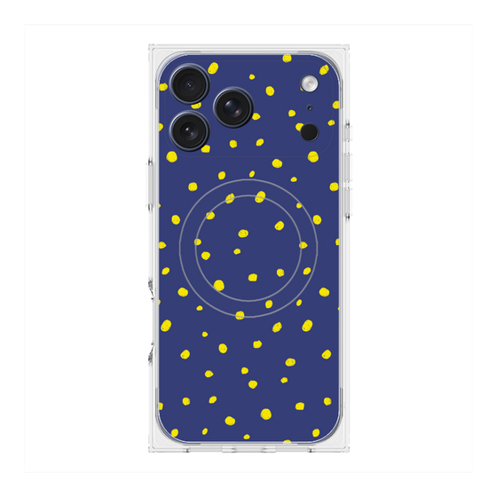 プレミアムスクエアケース with MagSafe［ Drawing Dot - Navy ］