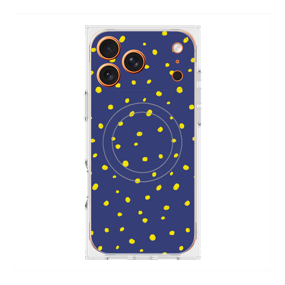 プレミアムスクエアケース with MagSafe［ Drawing Dot - Navy ］