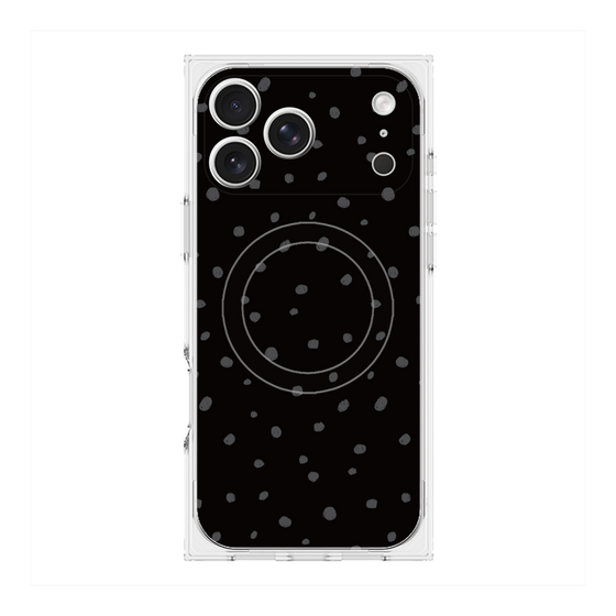プレミアムスクエアケース with MagSafe［ Drawing Dot - Black ］