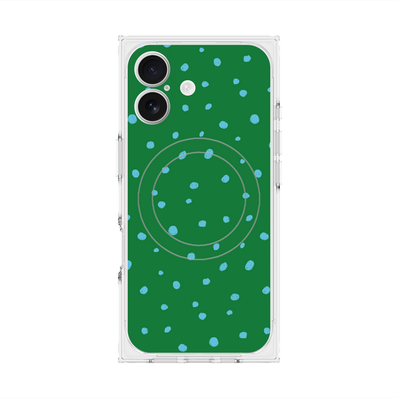 プレミアムスクエアケース with MagSafe［ Drawing Dot - Green ］