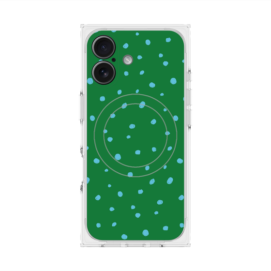 プレミアムスクエアケース with MagSafe［ Drawing Dot - Green ］