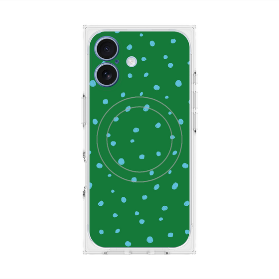 プレミアムスクエアケース with MagSafe［ Drawing Dot - Green ］