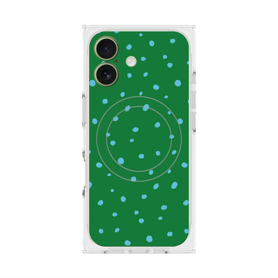 プレミアムスクエアケース with MagSafe［ Drawing Dot - Green ］