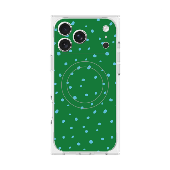 プレミアムスクエアケース with MagSafe［ Drawing Dot - Green ］