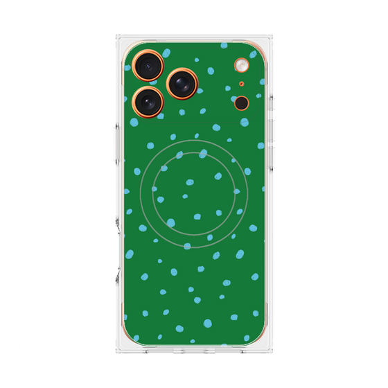 プレミアムスクエアケース with MagSafe［ Drawing Dot - Green ］
