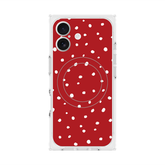 プレミアムスクエアケース with MagSafe［ Drawing Dot - Red ］