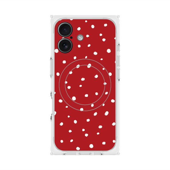 プレミアムスクエアケース with MagSafe［ Drawing Dot - Red ］