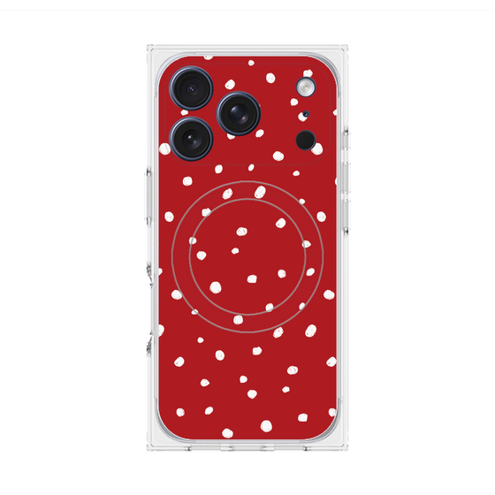 プレミアムスクエアケース with MagSafe［ Drawing Dot - Red ］