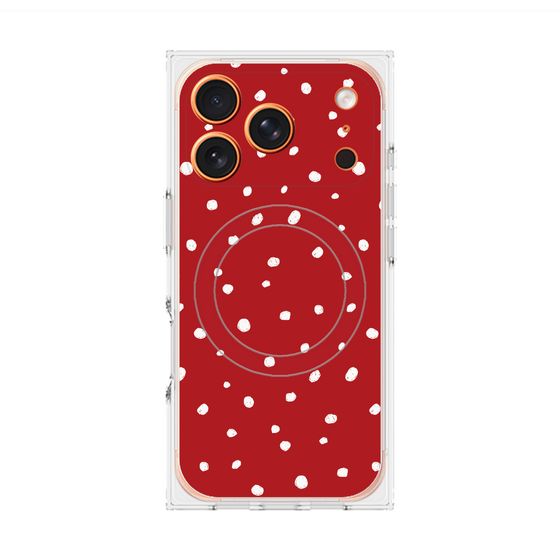 プレミアムスクエアケース with MagSafe［ Drawing Dot - Red ］