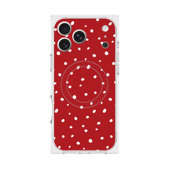 プレミアムスクエアケース with MagSafe［ Drawing Dot - Red ］