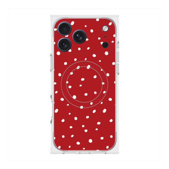 プレミアムスクエアケース with MagSafe［ Drawing Dot - Red ］