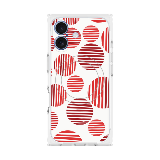 プレミアムスクエアケース with MagSafe［ Nordic Dot - Red ］