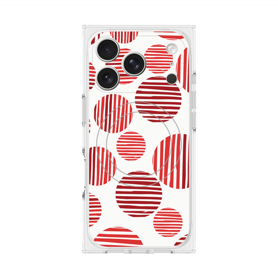 プレミアムスクエアケース with MagSafe［ Nordic Dot - Red ］